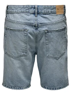 Only and Sons miesten farkkushortsit OnsEdge Perf Dot, Light Blue Denim