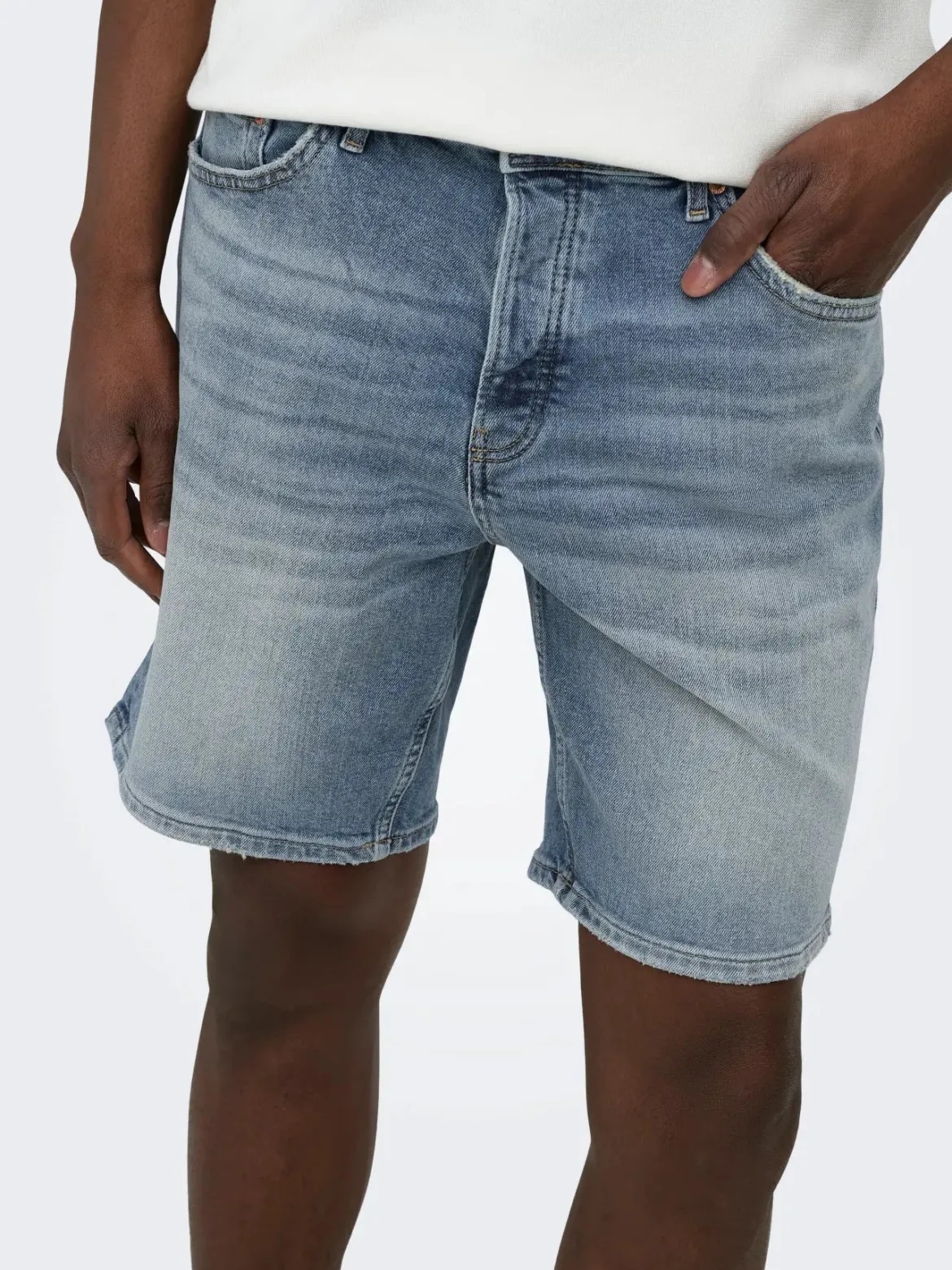 Only and Sons miesten farkkushortsit OnsEdge Perf Dot, Light Blue Denim