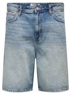 Only and Sons miesten farkkushortsit, FADE MID BLUE SHORTS Medium Blue Denim