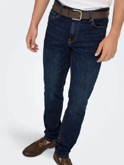 Only and Sons miesten farkut Loom Slim 6749, Dark Blue Denim