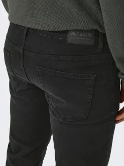 Only and Sons miesten farkut ONSWEFT REGULAR BLACK 8638 MAT DNM NOOS, Black Denim