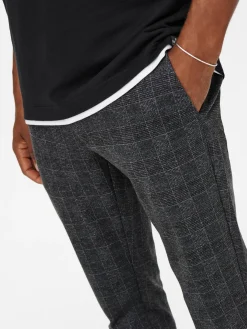 Only and Sons Miesten Housut Mark Check Pant Nos Harmaa Ruutu