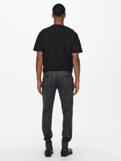 Only and Sons Miesten Housut Mark Check Pant Nos Harmaa Ruutu