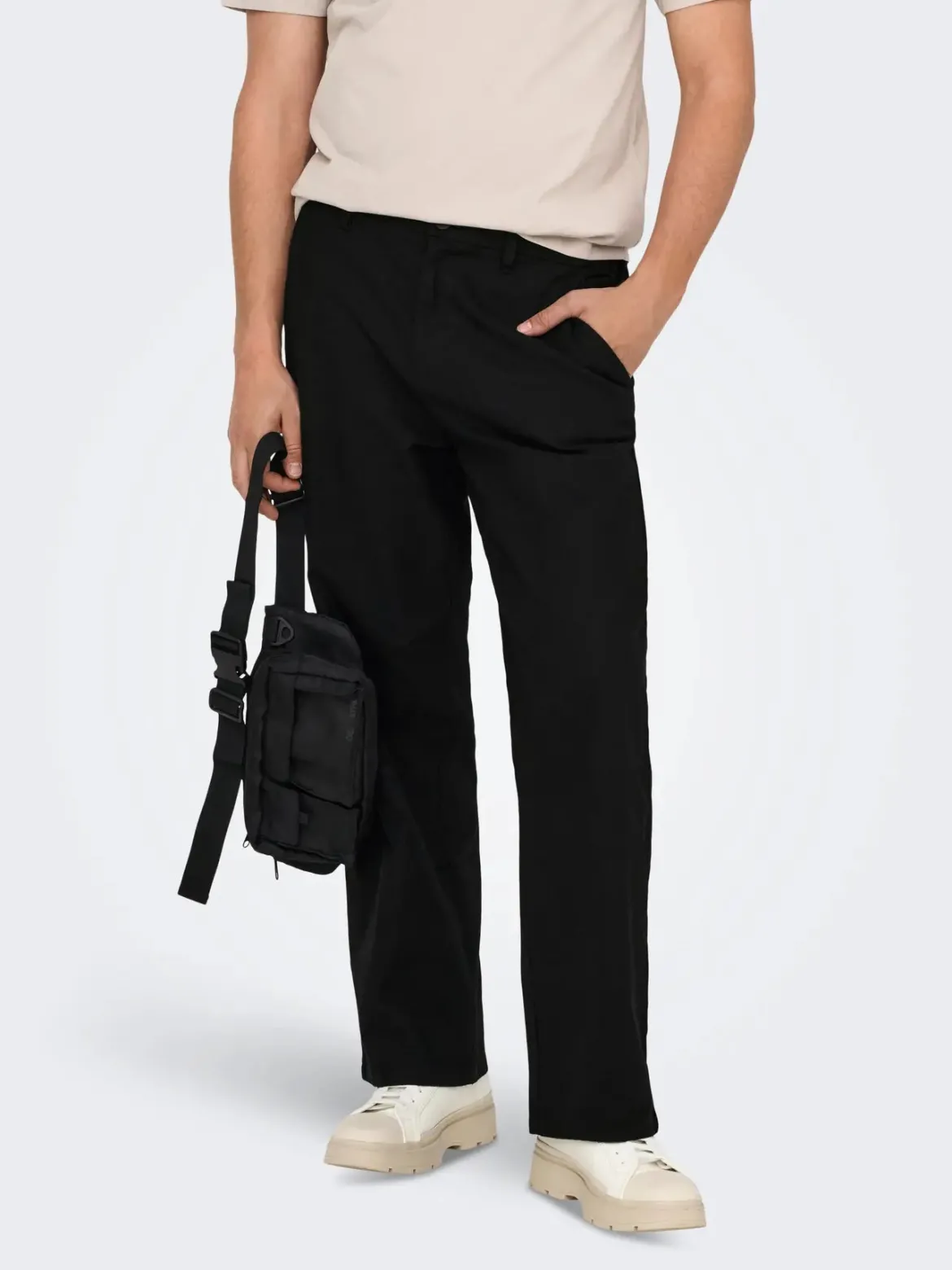 Only and Sons miesten housut Onsbob Loose Fit, Silver Lining