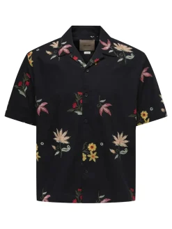 Only and Sons miesten kauluspaita Onsedward Rlx Ss Shirt, Jet Black