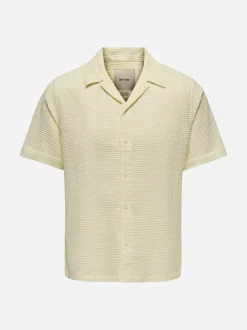 Only and Sons miesten Kauluspaita Onssavier Waffle Ss Shirt, Antique White
