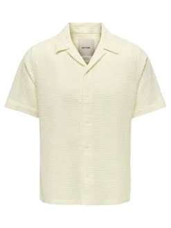 Only and Sons miesten Kauluspaita Onssavier Waffle Ss Shirt, Antique White