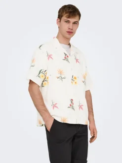 Only and Sons miesten kauluspaita ONSEDWARD RLX SS Shirt, Bright White