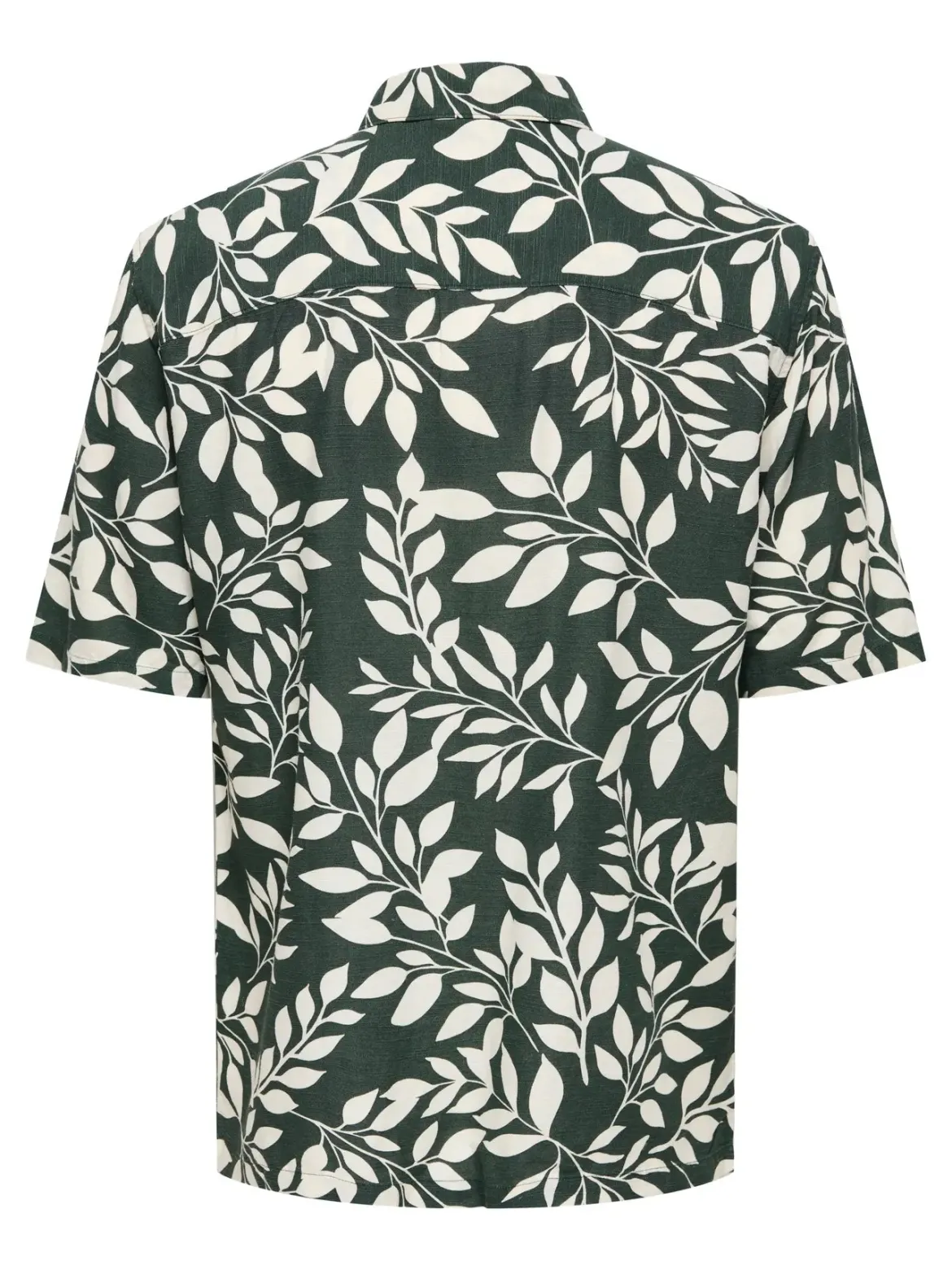 Only and Sons miesten kauluspaita Onsharvi Life SS Aop Shirt, Darkest Spruce Gardenia