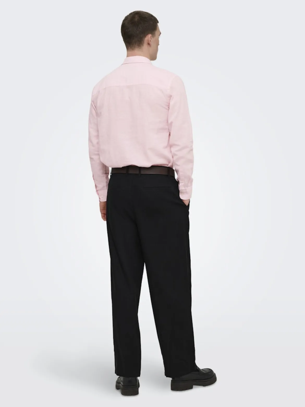 Only and Sons miesten kauluspaita ONSCaiden Life LS Solid Linen Blend Noos, Veiled Pink