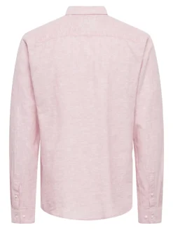 Only and Sons miesten kauluspaita ONSCaiden Life LS Solid Linen Blend Noos, Veiled Pink