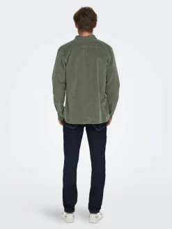 Only and Sons miesten kauluspaita, MICHAEL REG CORD SHIRT Castor Gray
