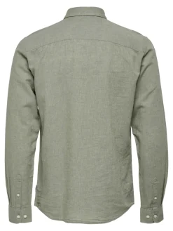 Only and Sons miesten kauluspaita ONSCaiden Life LS Solid Linen Blend Noos, Swamp