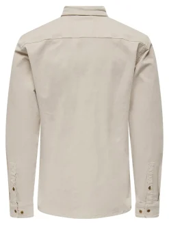 Only and Sons miesten kauluspaita, MICHAEL REG CORD SHIRT Luonnonvalkoinen