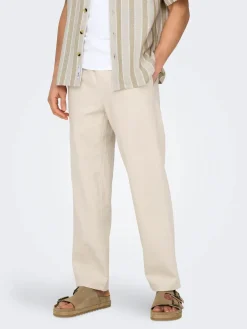 Only and Sons miesten kesähousut, SINUS LOOSE LIN PANT Silver Lining
