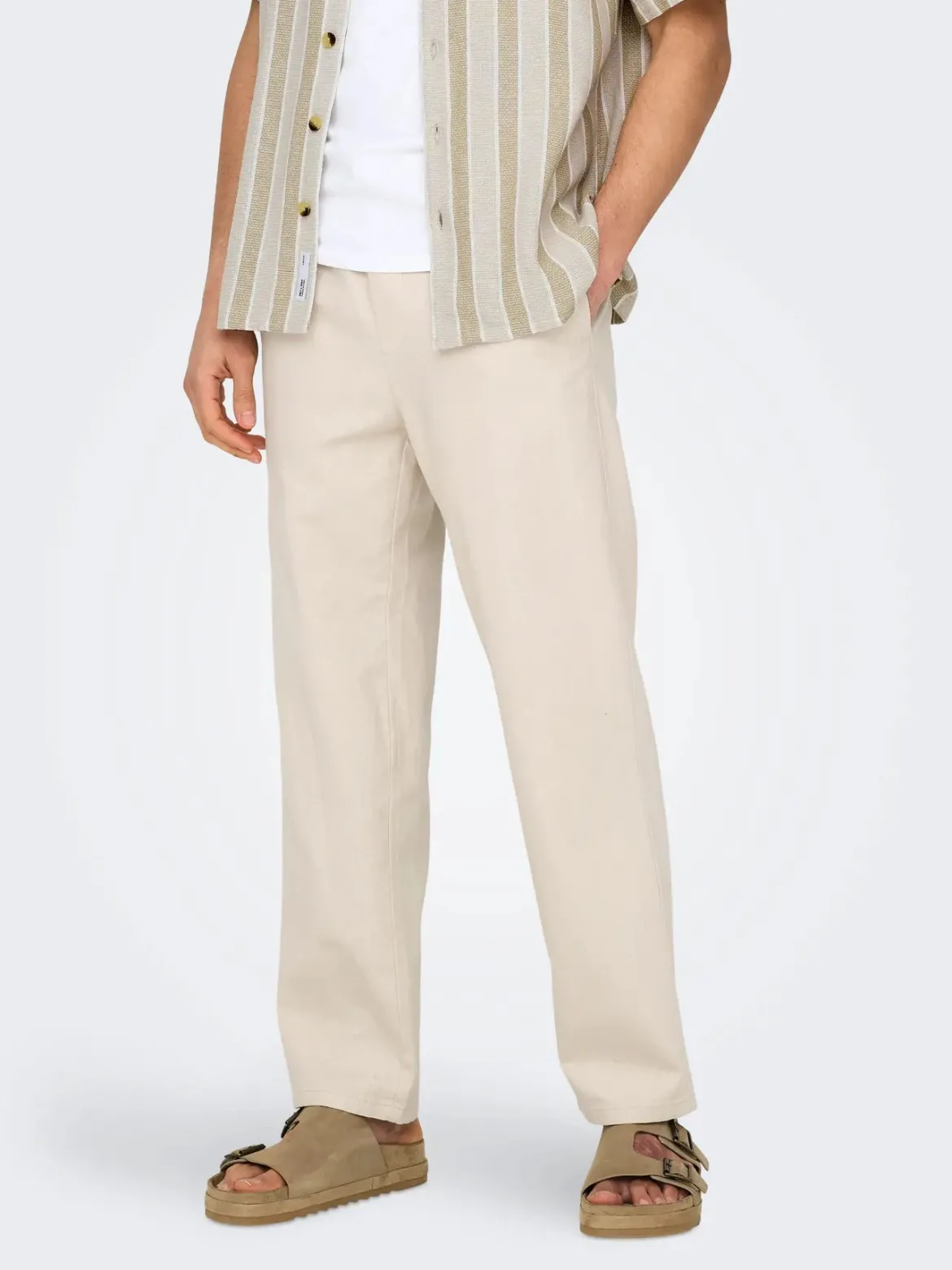 Only and Sons miesten kesähousut, SINUS LOOSE LIN PANT Silver Lining