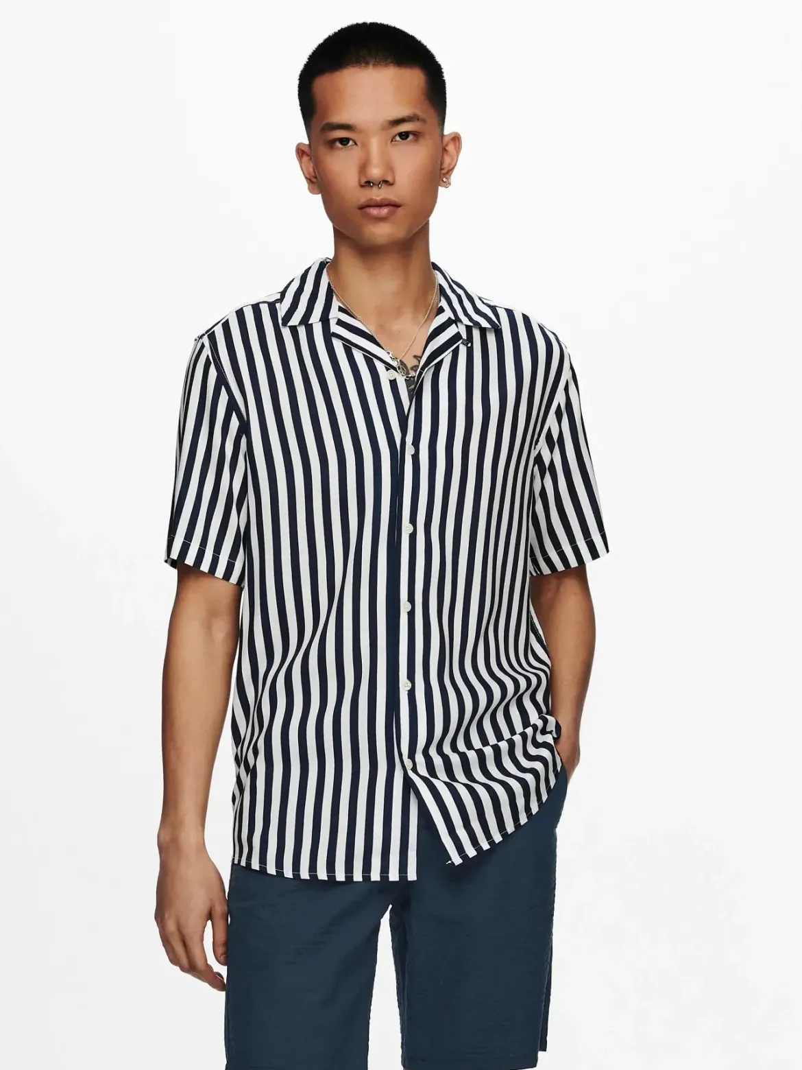 Only and Sons miesten lyhythihainen kauluspaita ONSWAYNE, Dress Blues