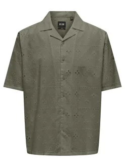 Only and Sons miesten lyhythihainen kauluspaita Aron, Dusty Olive