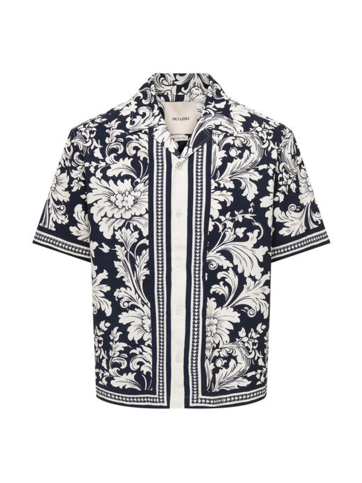 Only and Sons miesten lyhythihainen kauluspaita Nero Resort, Jet Black Lotus Antique White
