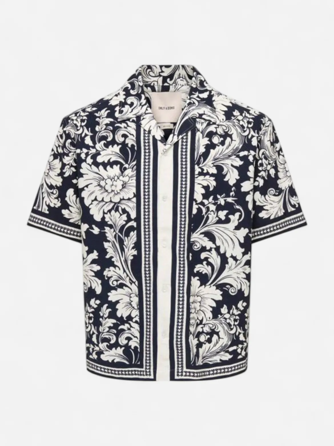 Only and Sons miesten lyhythihainen kauluspaita Nero Resort, Jet Black Lotus Antique White