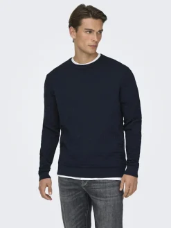 Only and Sons miesten neulepusero ONSBERRY REG 12 LS CREW KNIT FRML NOOS, Dark Sapphire