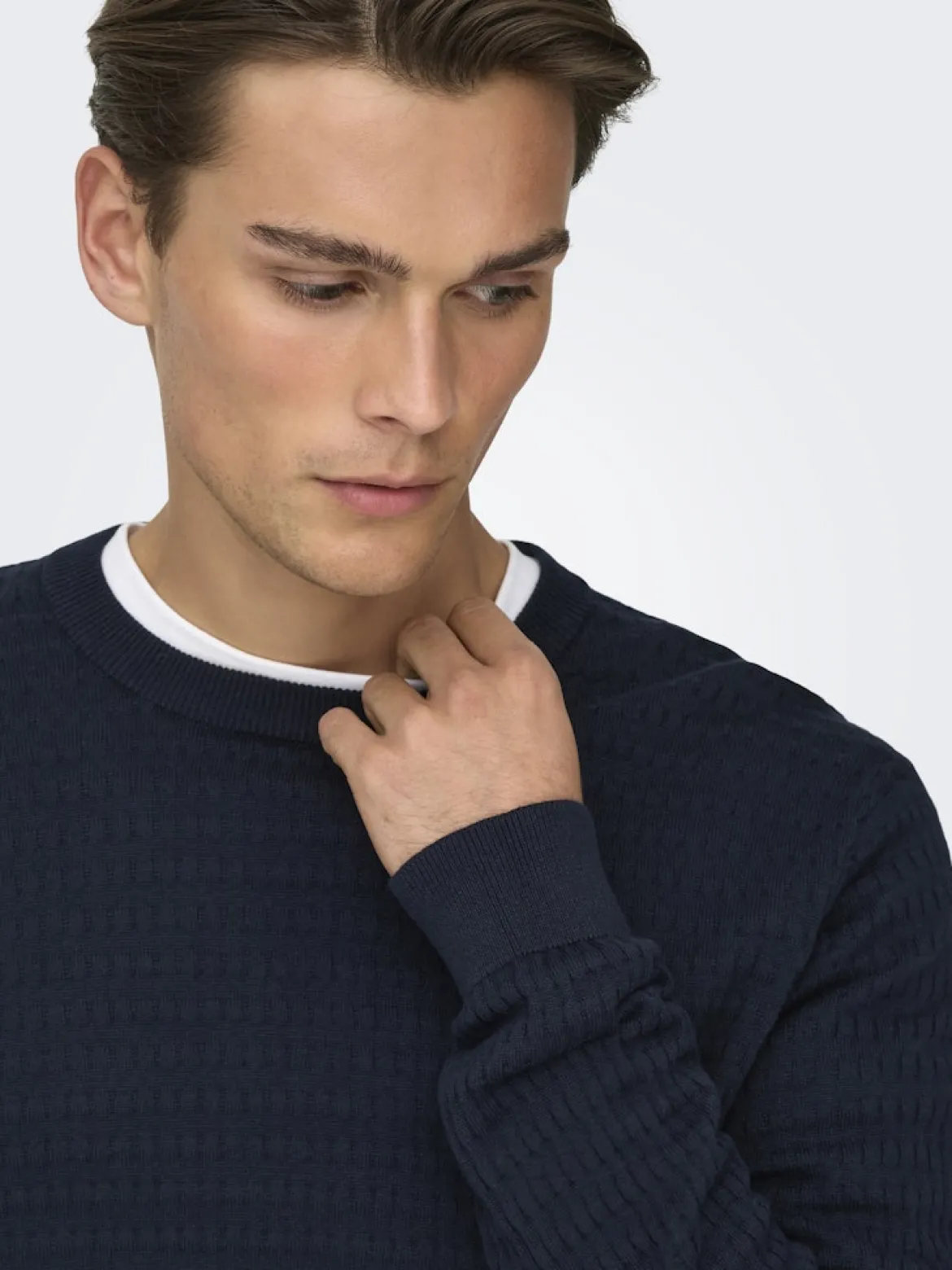 Only and Sons miesten neulepusero ONSBERRY REG 12 LS CREW KNIT FRML NOOS, Dark Sapphire