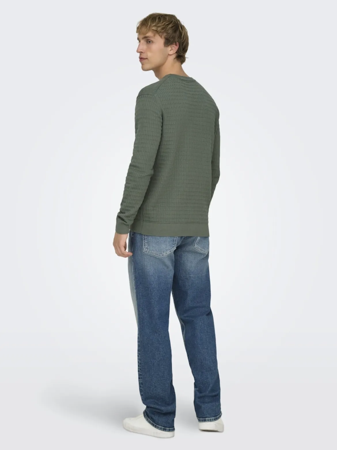 Only and Sons miesten neulepusero ONSBERRY REG 12 LS CREW KNIT FRML NOOS, Castor Gray