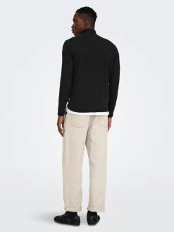 Only and Sons miesten neulepusero Alex Half Zip, musta