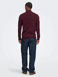 Only and Sons miesten neulepusero Alex Half Zip, Port Royale