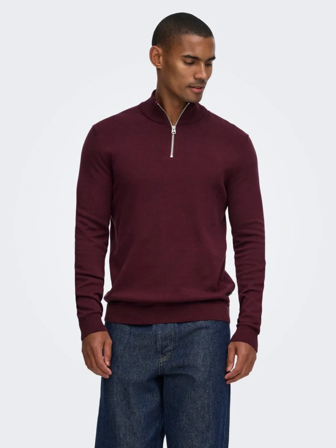 Only and Sons miesten neulepusero Alex Half Zip, Port Royale
