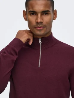 Only and Sons miesten neulepusero Alex Half Zip, Port Royale