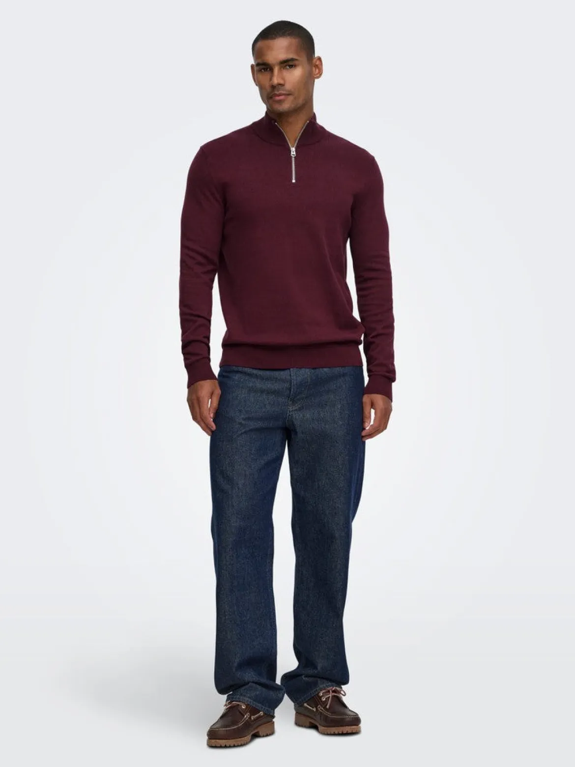 Only and Sons miesten neulepusero Alex Half Zip, Port Royale
