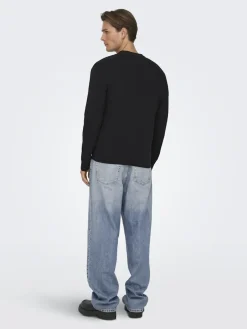 Only and Sons miesten neuletakki ONSTING LIFE REG LS CARDIGAN KNIT NOOS, musta