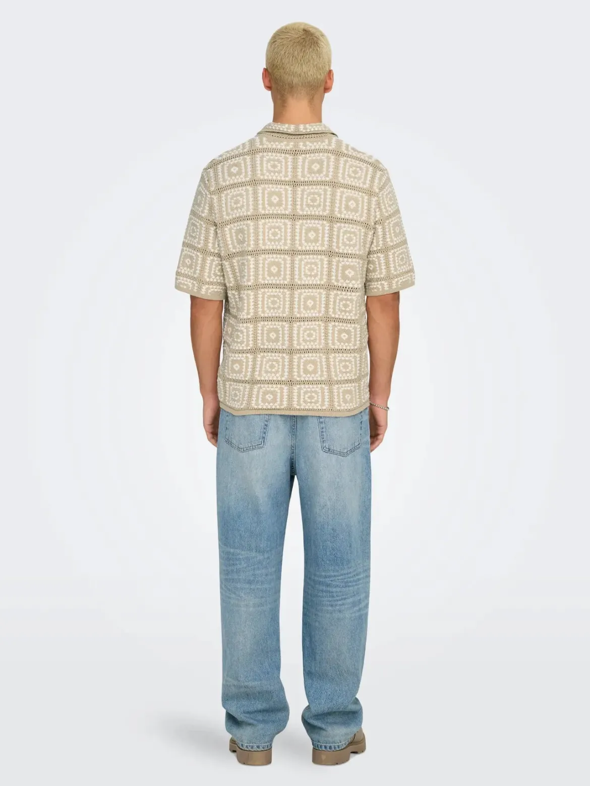 Only and Sons miesten paita Bart Rlx Ss Shirt Knit, Silver Lining Egret