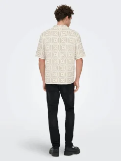 Only and Sons miesten paita Onsbart Rlx 5 Ss Shirt Knit H, Egret W. Silver Lini
