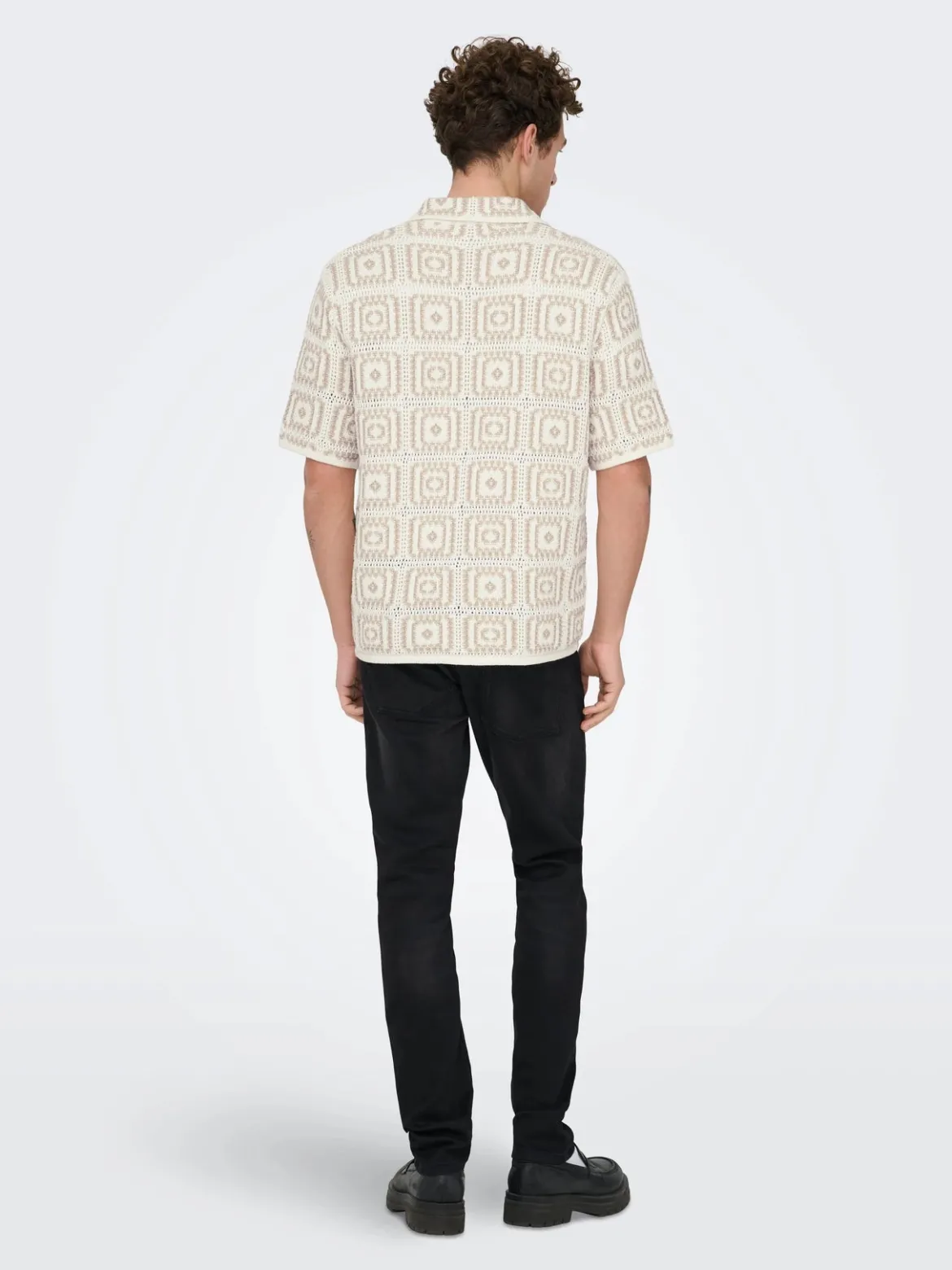 Only and Sons miesten paita Onsbart Rlx 5 Ss Shirt Knit H, Egret W. Silver Lini