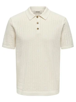 Only and Sons miesten paita ONSMOON REG 12 SS Polo Knit, Egret