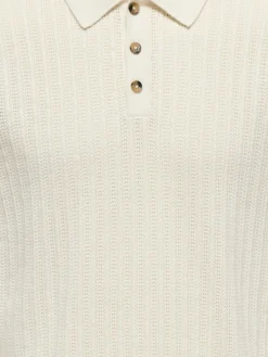 Only and Sons miesten paita ONSMOON REG 12 SS Polo Knit, Egret