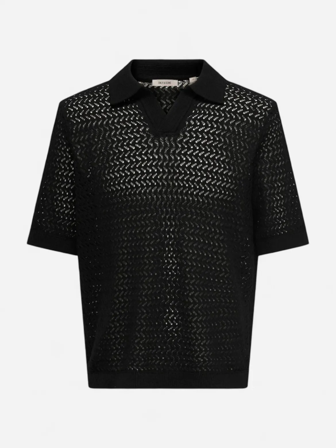 Only and Sons miesten paita ONSNYLE Life Reg 5 SS Split Polo Knit, musta
