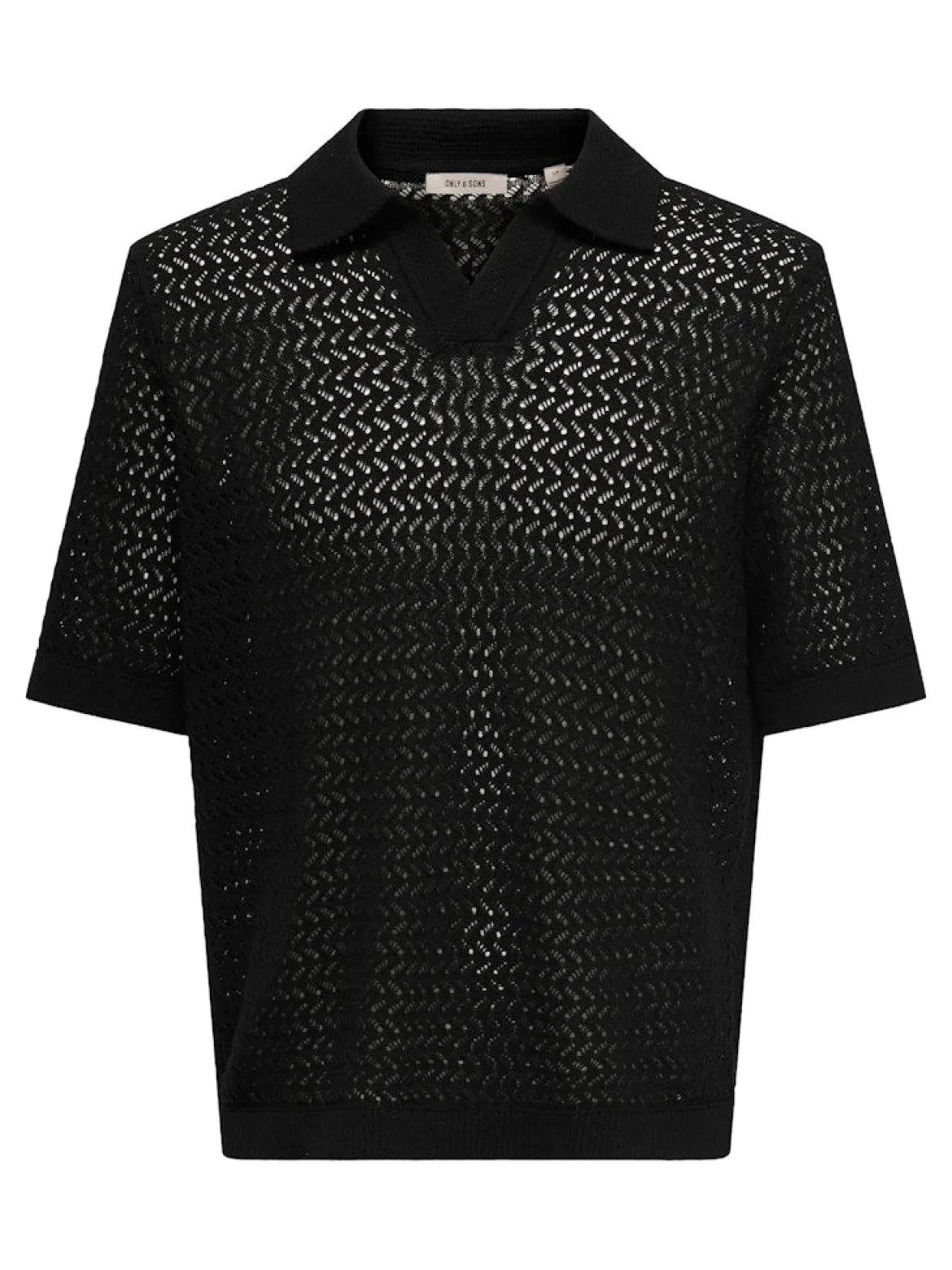 Only and Sons miesten paita ONSNYLE Life Reg 5 SS Split Polo Knit, musta