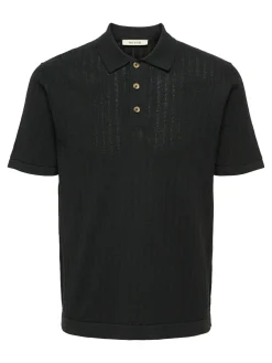 Only and Sons miesten paita ONSMOON REG 12 SS Polo Knit, musta