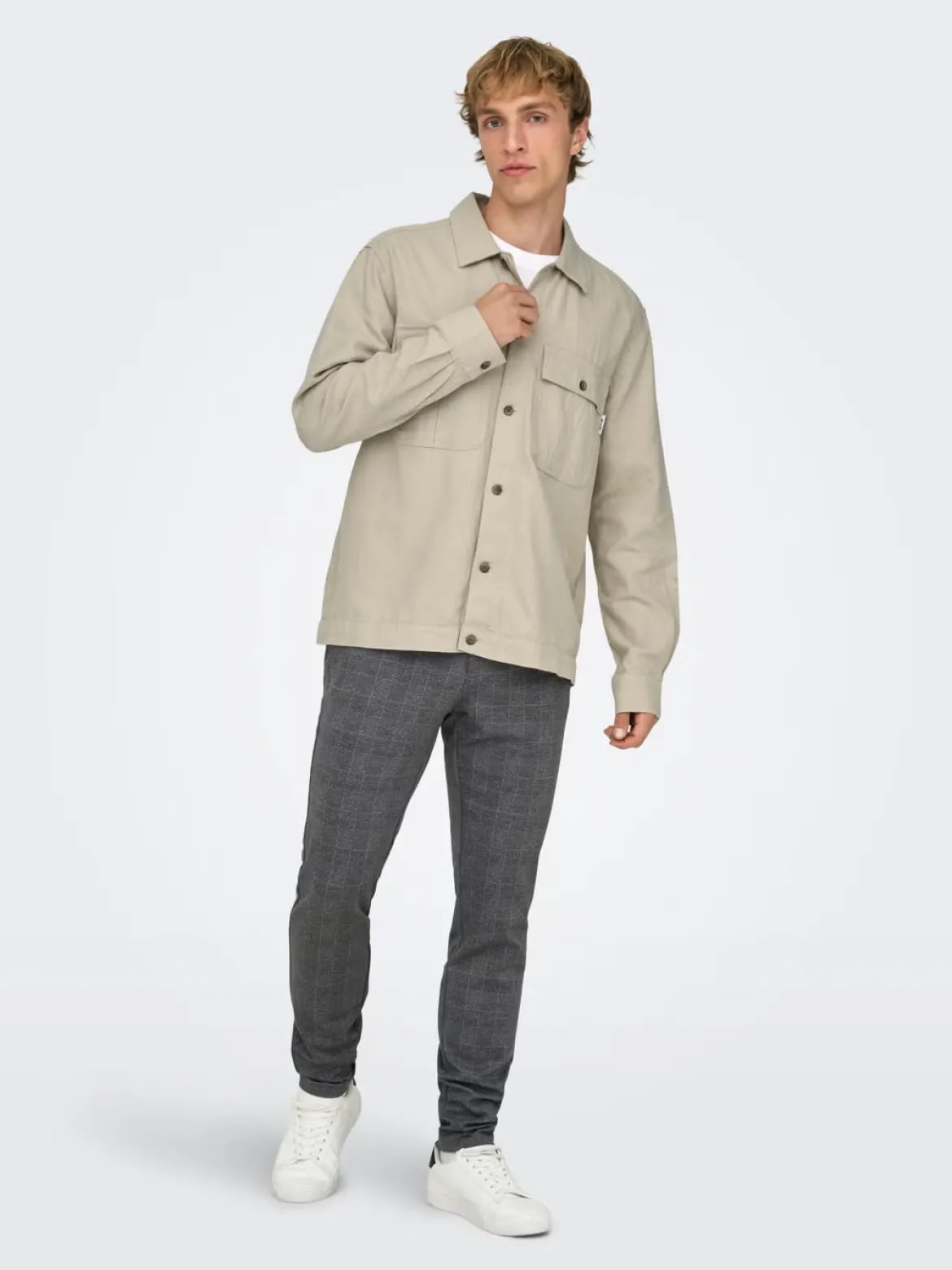 Only and Sons miesten paitatakki Onskennet LS Overshirt Noos, Silver Lining