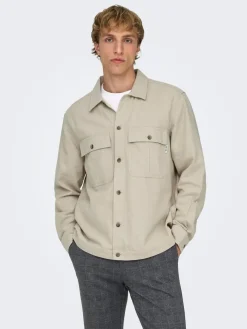 Only and Sons miesten paitatakki Onskennet LS Overshirt Noos, Silver Lining