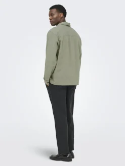 Only and Sons miesten paitatakki ONSCaiden LS Overshirt Linen Blend, Swamp
