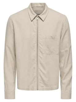 Only and Sons miesten paitatakki ONStroy Zip Shirt, Gardenia
