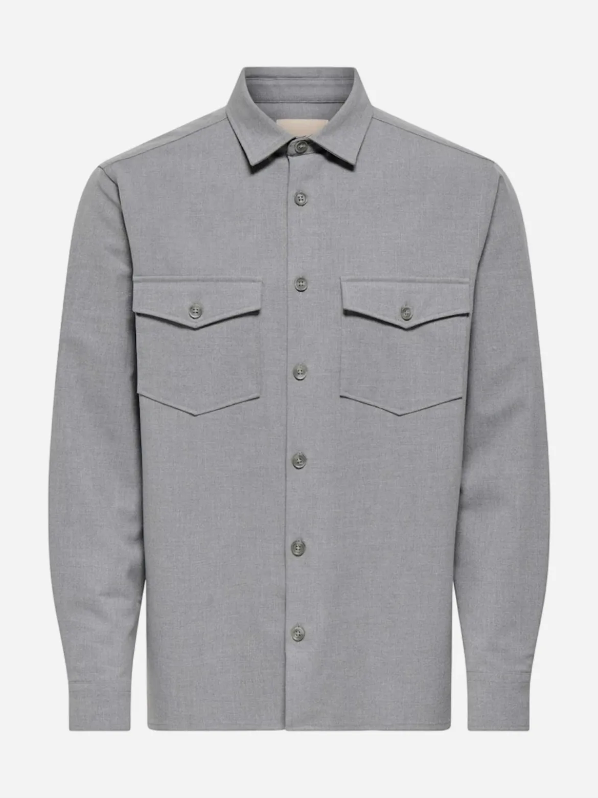 Only and Sons miesten paitatakki ONSVENUS REG OVERSHIRT NOOS, Light Grey Melange