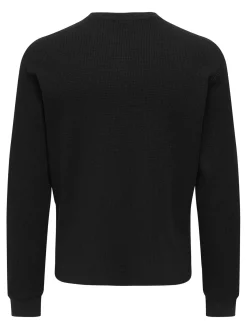 Only and Sons miesten paita, TOBIE REG HENLEY LONGSLEEVE Black