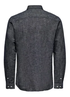 Only and Sons miesten pellavapaita Arlo Linen Shirt, Dark Navy
