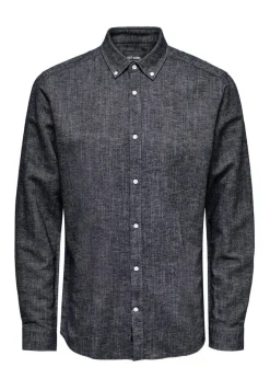 Only and Sons miesten pellavapaita Arlo Linen Shirt, Dark Navy