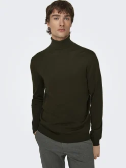 Only and Sons Miesten Pooloneule, Wyler Life Roll Neck Nos Armeijanvihreä